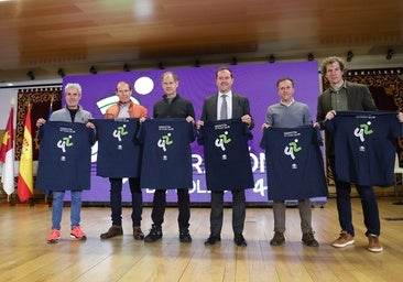 El alcalde de Toledo y el concejal de Deportes con los maratonianos Martín Fiz, Alberto Juzdado, Abel Antón y Julio Rey