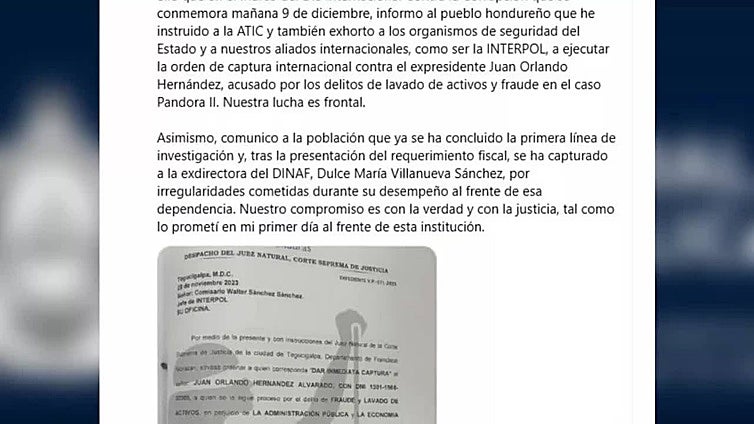 Fiscal de Honduras pide la "captura internacional" del expresidente Juan Orlando Hernández