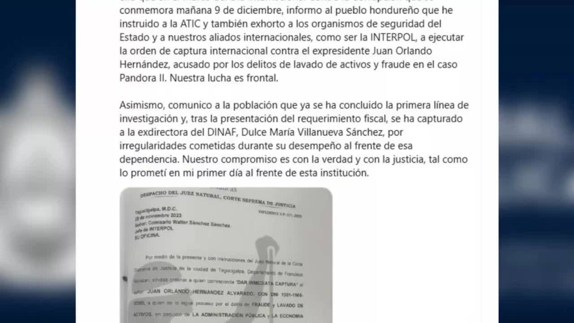 Fiscal de Honduras pide la &quot;captura internacional&quot; del expresidente Juan Orlando Hernández