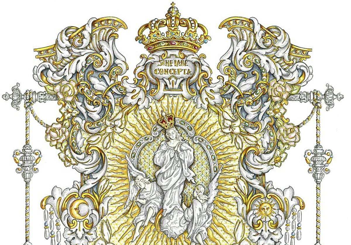 Diseño de Curro Claros del nuevo simpecado de la Paz