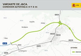 Transportes autoriza licitar la variante de Jaca: 8 kilómetros de autovía para conectar la A-21 de los Pirineos y la A-23 (Mudéjar)
