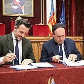 Pérez Llorca y Ruz firman el convenio entre Generalitat y Ayuntamiento de Elche para implantar el E-TRAM