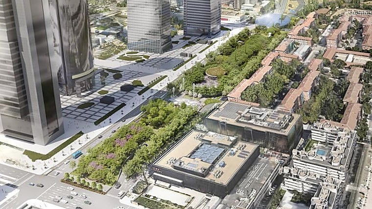 Recreation of the future green space at the foot of the five towers