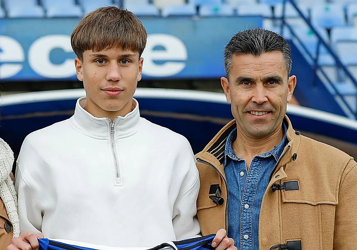 Getafe's Davinchi, alongside father David Cordon.