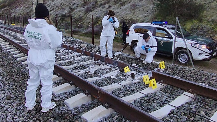 Una de las vías fracturadas detectadas por la Guardia Civil