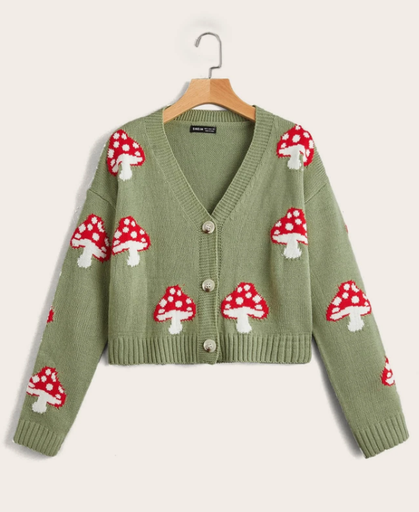 Cárdigan de Shein con estampado de setas: 17 euros.