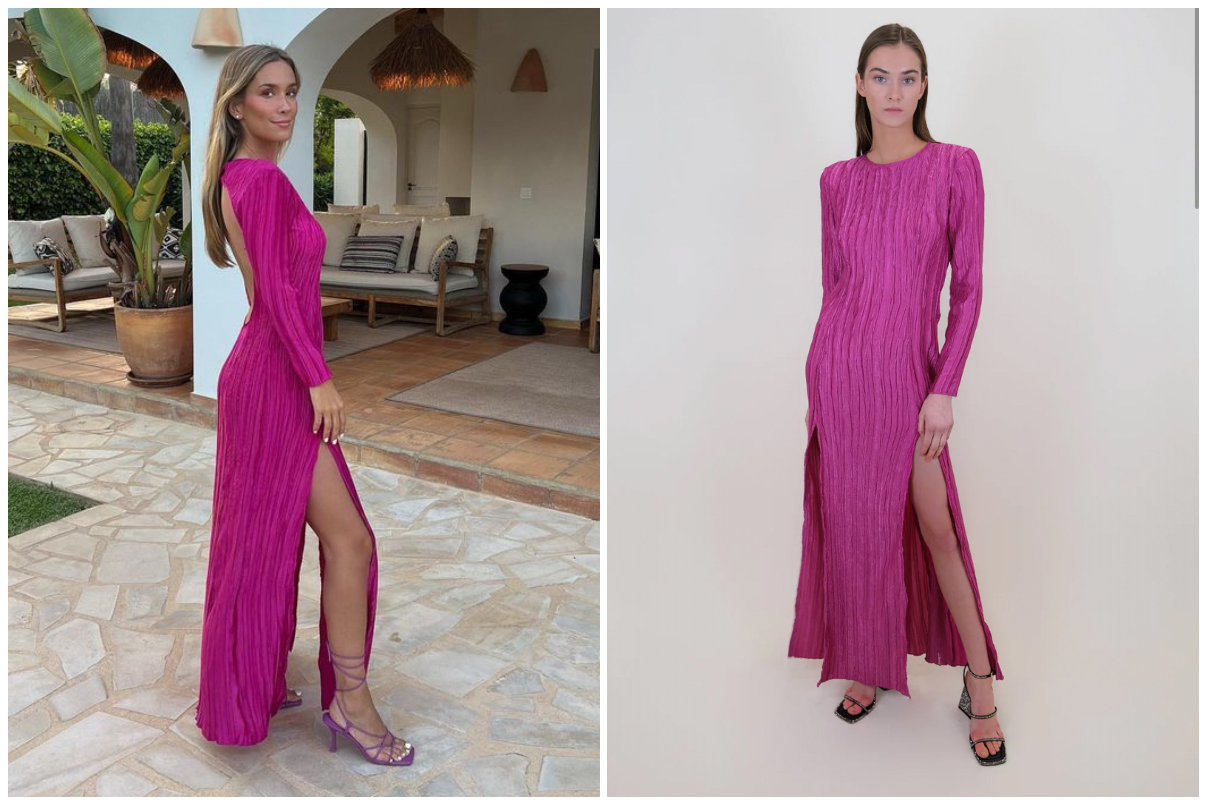 María Pombo se ha dejado ver con el diseño Arizona de Laagam. El precio varía dependiendo si se compra on deman o compra inmediata. 89 ó 99 euros respectivamente. 