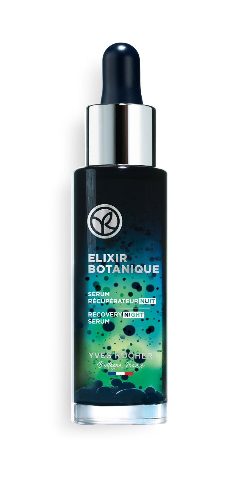 Elixir Botanique Sérum Recuperador Noche Efecto Melatonina de Yves Rocher (44 euros). Este sérum facial nocturno reproduce los efectos recuperadores de la melatonina en la piel y reduce los daños cutáneos causados por las noches demasiado cortas. Además del complejo Tierra y Océano de capuchina y microalgas común a la línea Elixir Botanique, incluye gardenia conocida como la flor del sueño. Su textura bifásica ultra sensorial en microgotas ofrece un auténtico momento de bienestar.