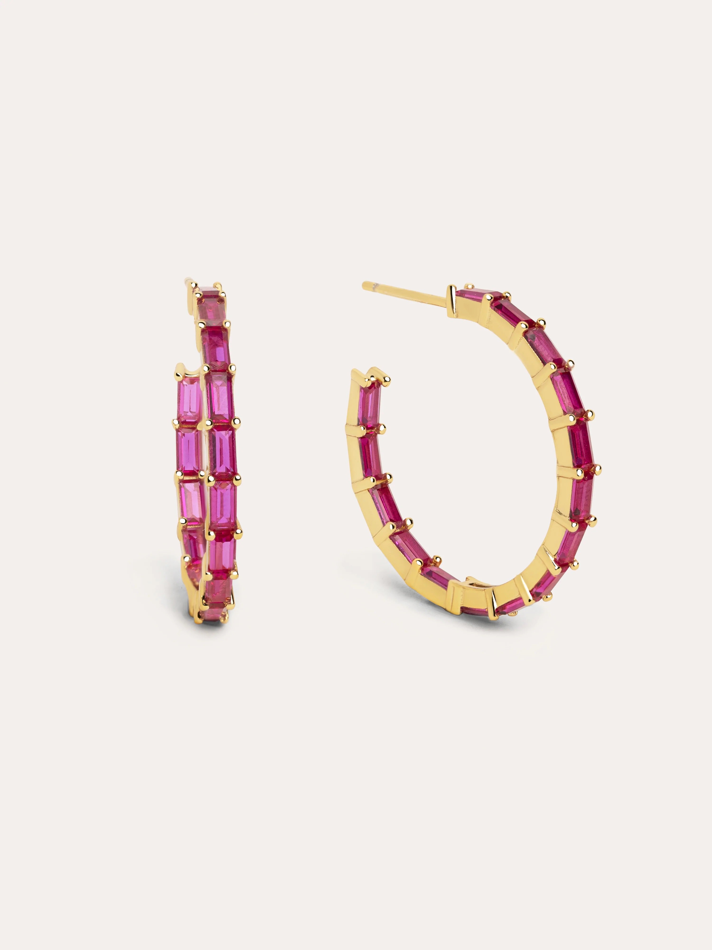 Pendientes de Aro Sia L Raspberry de oro de Singularu de color magenta (33,71 €)