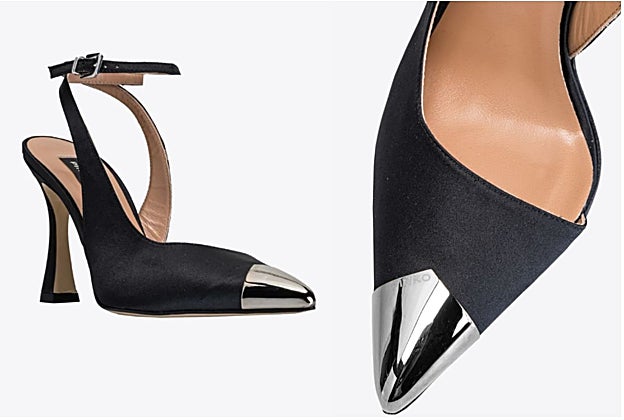 Zapatos de salón con punta de metal, de Pinko (340€).