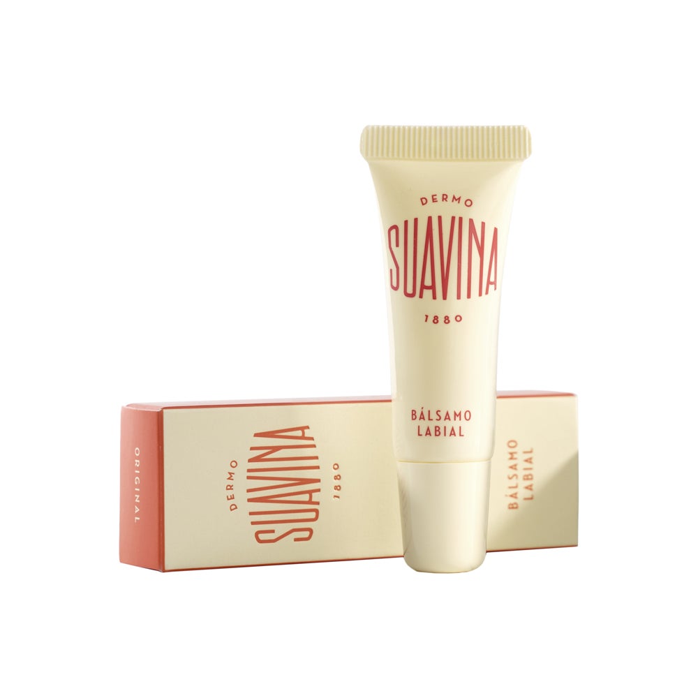 Dermo-Suavina Bálsamo original de Laboratorios Calduch en tubo (3,30 €). La misma fórmula de siempre, que data del año 1880, compuesta por una base grasa y un perfume elaborado con aceites esenciales de platas y frutas mediterráneas 100% de origen natural, en un envase más cómodo y práctico para llevarlo siempre encima e hidratar, reparar y proteger los labios.