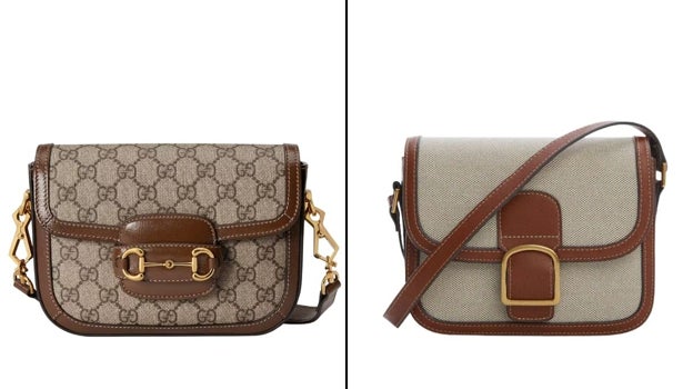 Un bolso Gucci a la izquierda. A la derecha una bolsa de mango.