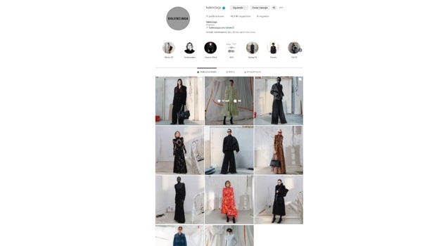 El feed actual de Balenciaga con tan solo 11 publicaciones