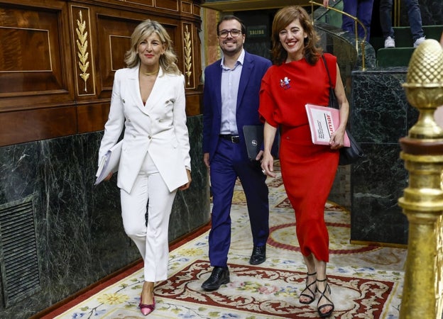 Yolanda Díaz, en la primera sesión del debate de investidura.