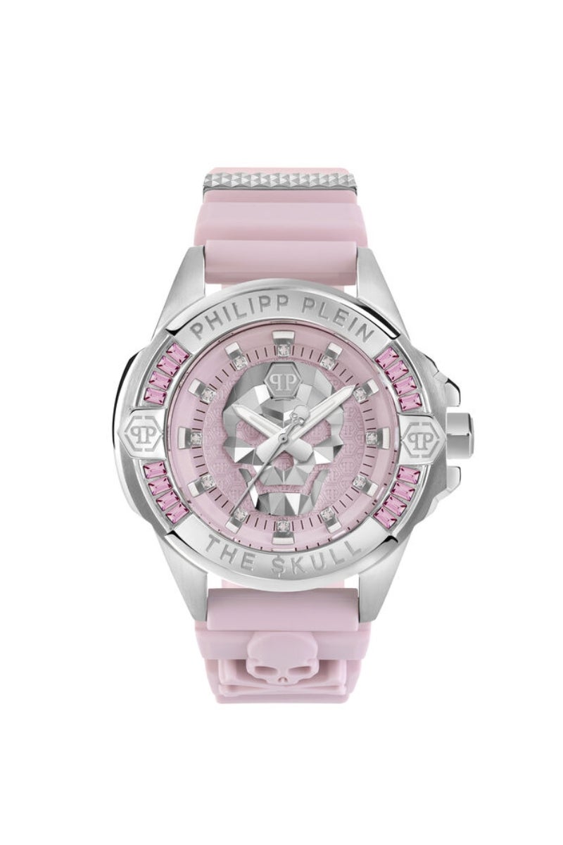 Philipp Plein. Reloj The Skull High Conic donde la calavera facetada en 3D destaca en el centro de la esfera y en el que la paleta de color lo convierte en un complemento llamativo y con mucha personalidad más allá de la noche de Halloween. Precio: 450€.