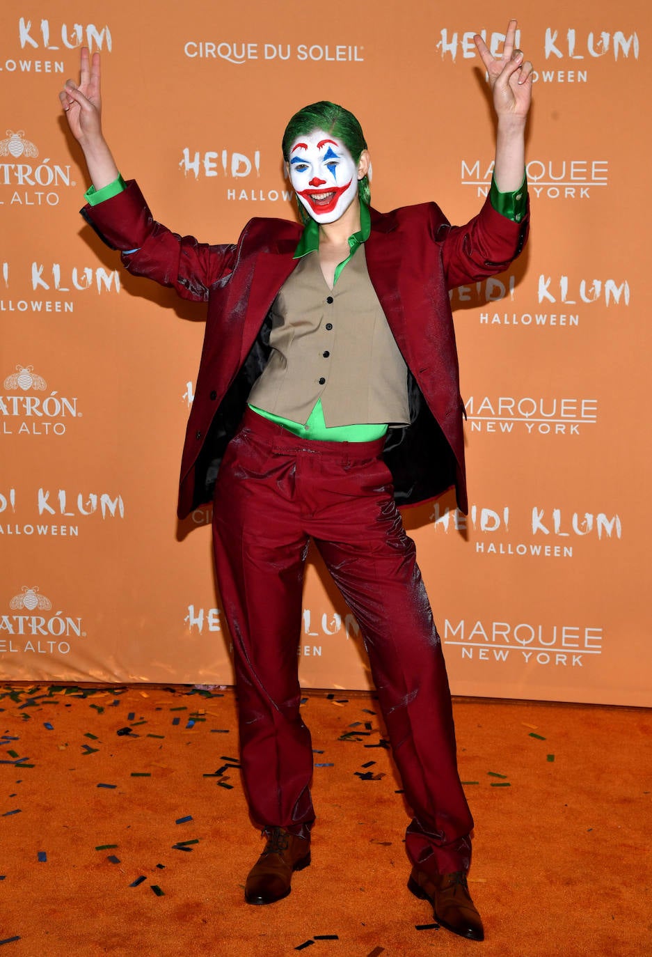 La modelo brasileña Valentina Sampaio disfrazada del Joker interpretado por Joaquin Phoenix
