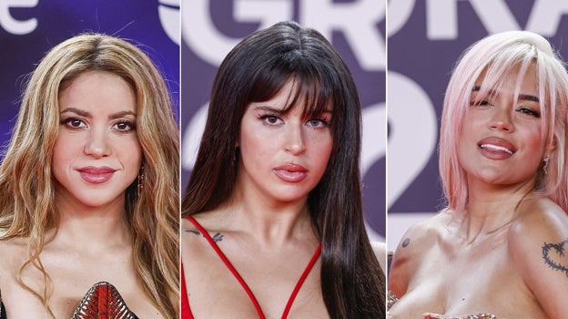 Shakira, Nathy Peluso y Karol G lucieron labios nude en la alfombra roja de los Grammy Latinos 2023 celebrados en Sevilla.