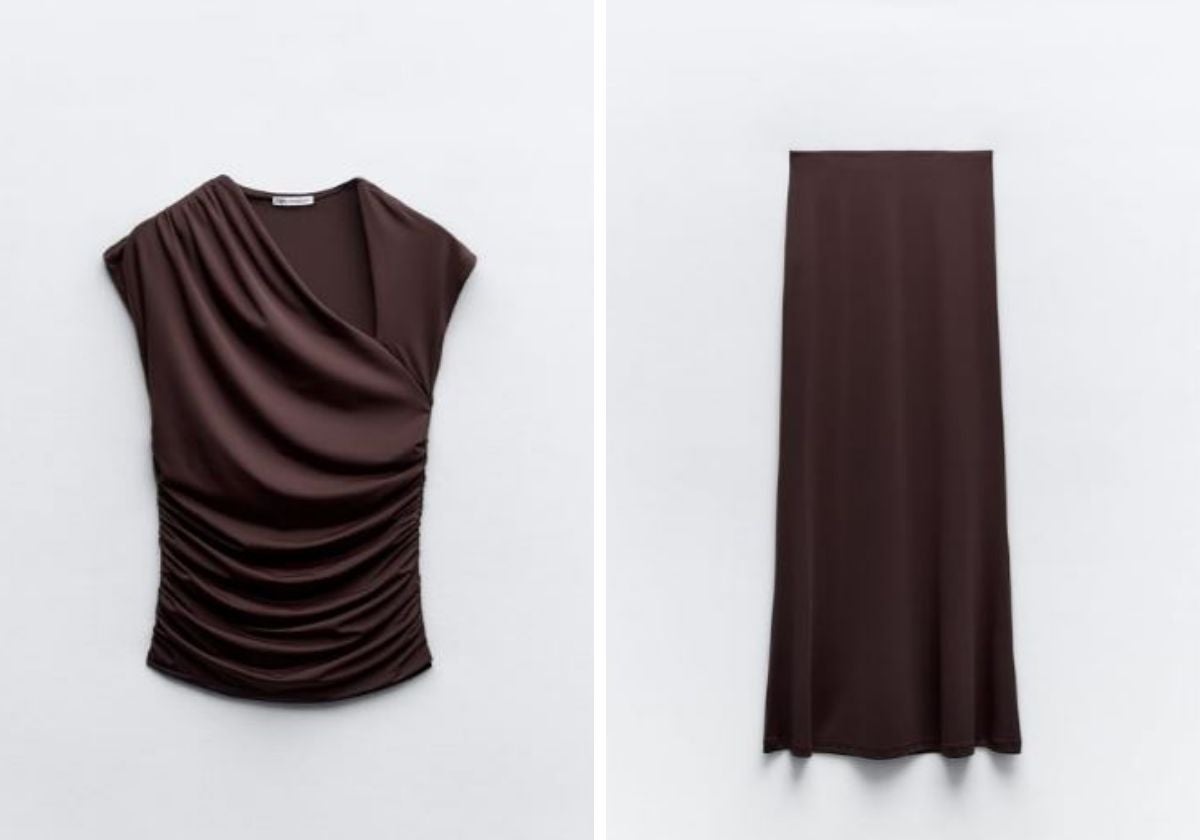 Conjunto boho en color marrón disponible en Zara