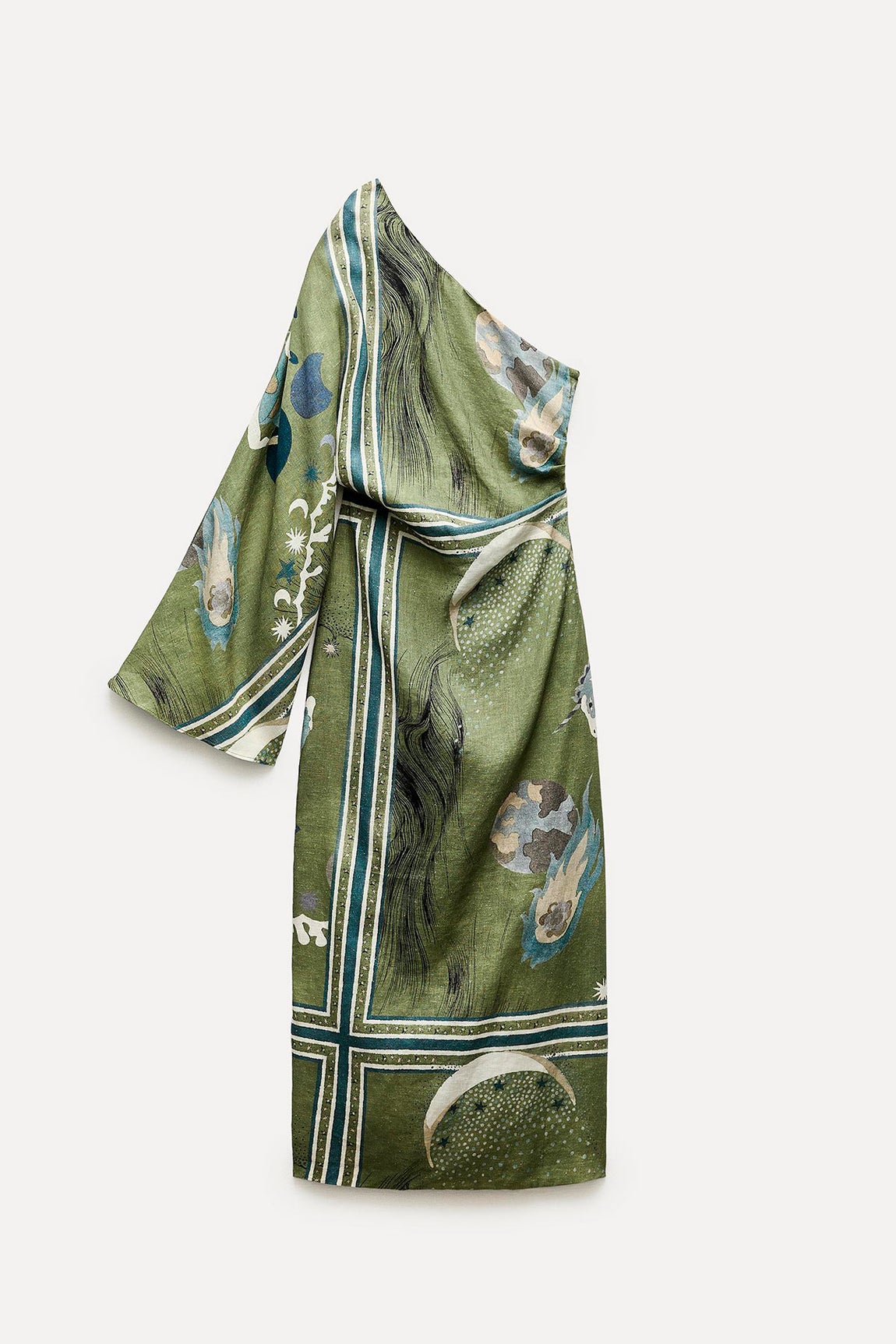 Vestido asimétrico con una sola manga de Zara. Antes, 69.95 euros y ahora, 35.99 euros.