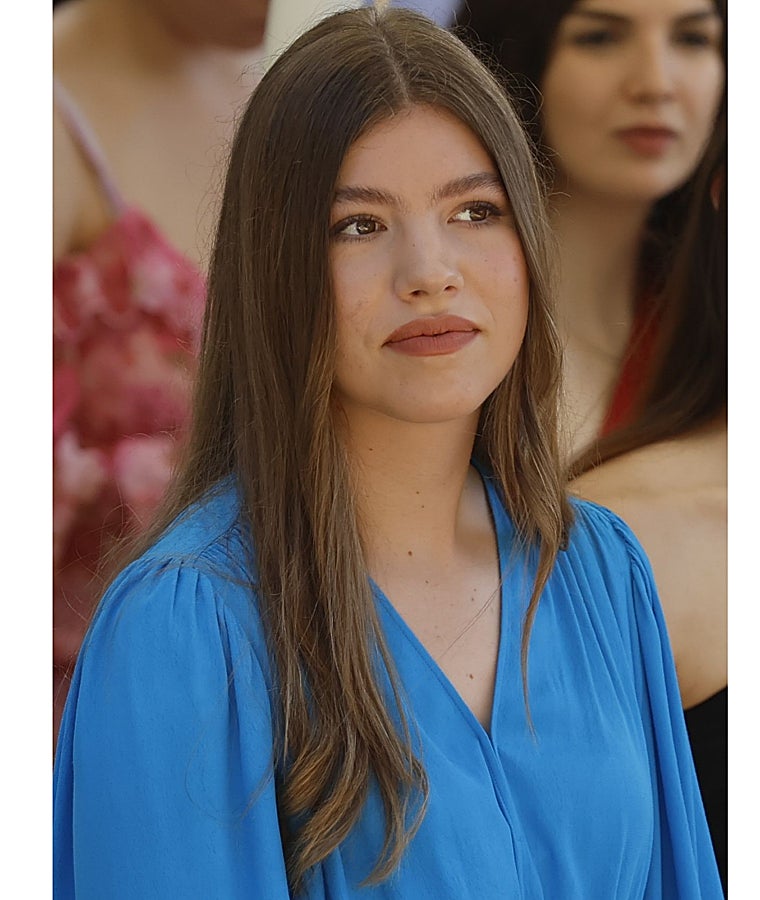 La Infanta Sofía eligió un labial rosa con acabado empolvado.