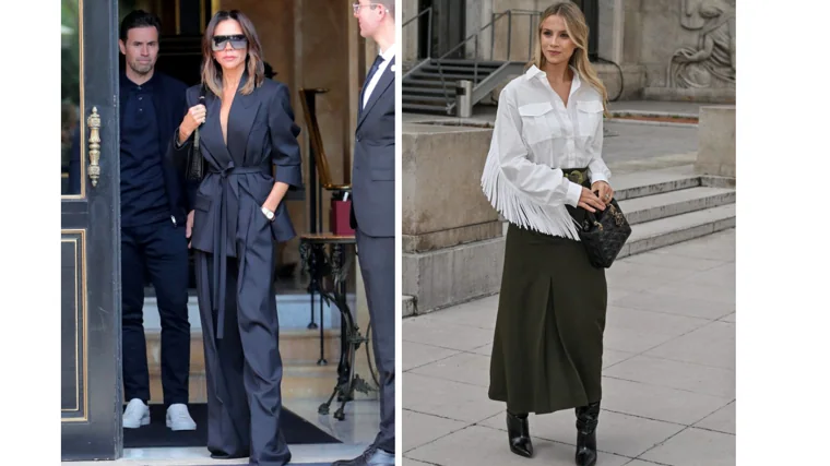 Victoria Beckham y Simona Jakstaite durante la semana de la moda de París