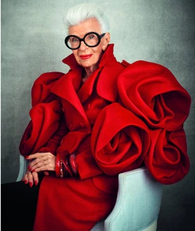 Secondary image 2 - Photographs from the book 'Colourful': Iris Apfel for Zenni Optical in 2021 photographed by Ruvén Afanador; with her husband Carl in an image from her personal archive and in red for Harper's Bazaar Arabia in sSeptember 2021 and photographed by Richard