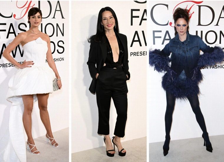 Taylor Hill, Lucy Liu and Coco Rocha on the CFDA 2024 red carpet.