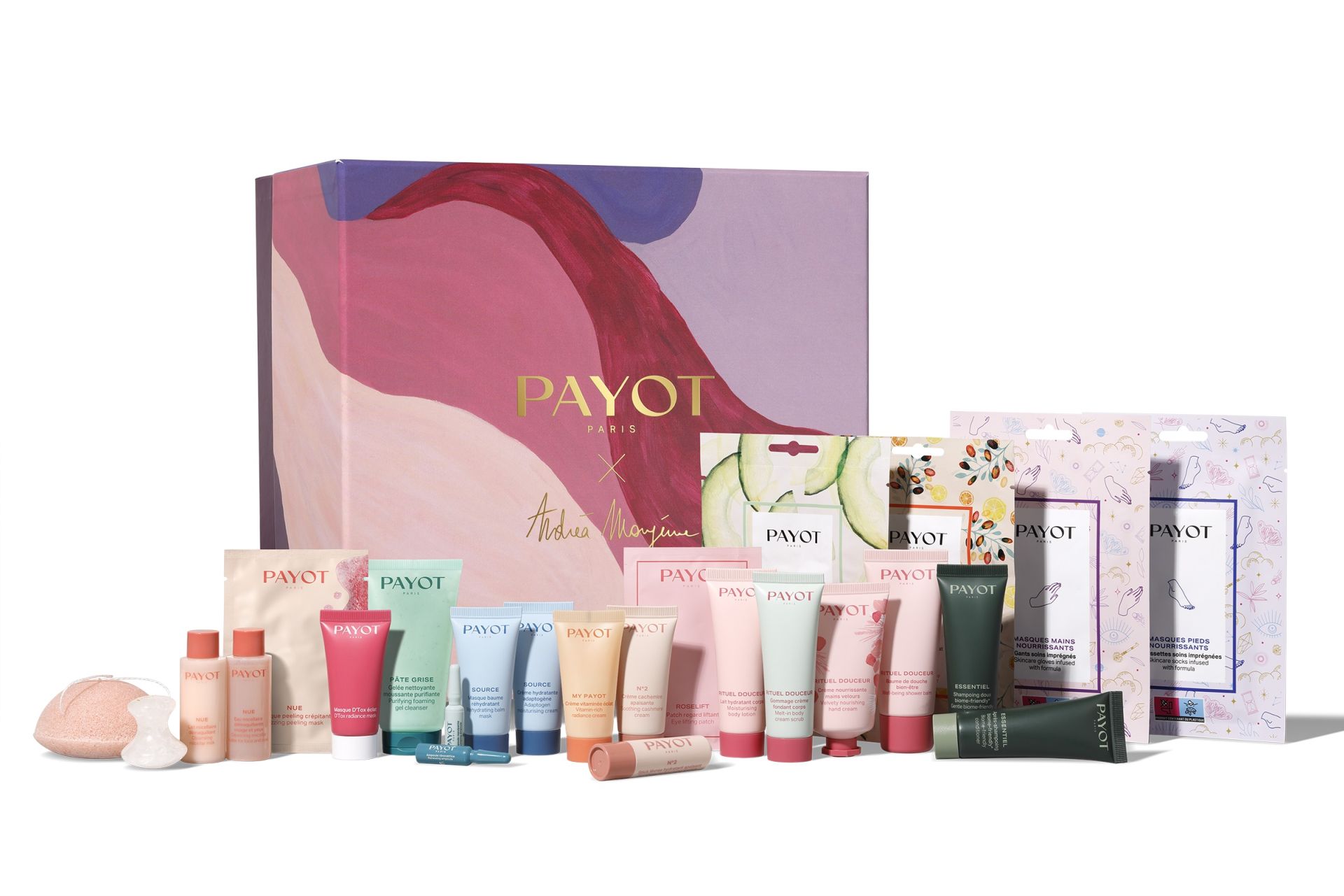 Calendario de adviento de Payot (112,50 euros). 24 sorpresas con los productos emblemáticos de la marca, que incluyen cremas y sérums faciales, limpiadores, parches para los ojos, gel de ducha, exfoliante o champú, entre otros.