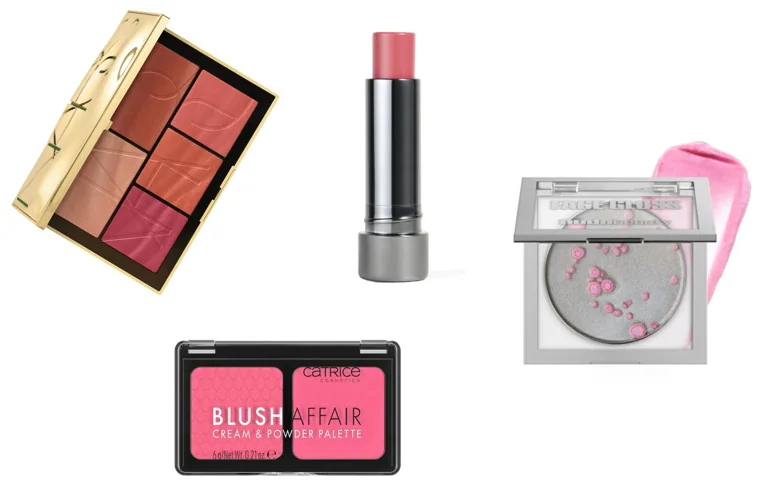 Nars Pure Luxury Light Reflecting eye and cheek palette (65 euros); No Make Up Blush Balm, by Perricone MD (on sale at Perriconemd.es for 41 euros); Blush Affair Cream & Powder Palette by Catrice (€5.99); Huda Beauty Icy Nude Face Gloss Illuminator (33 euros).