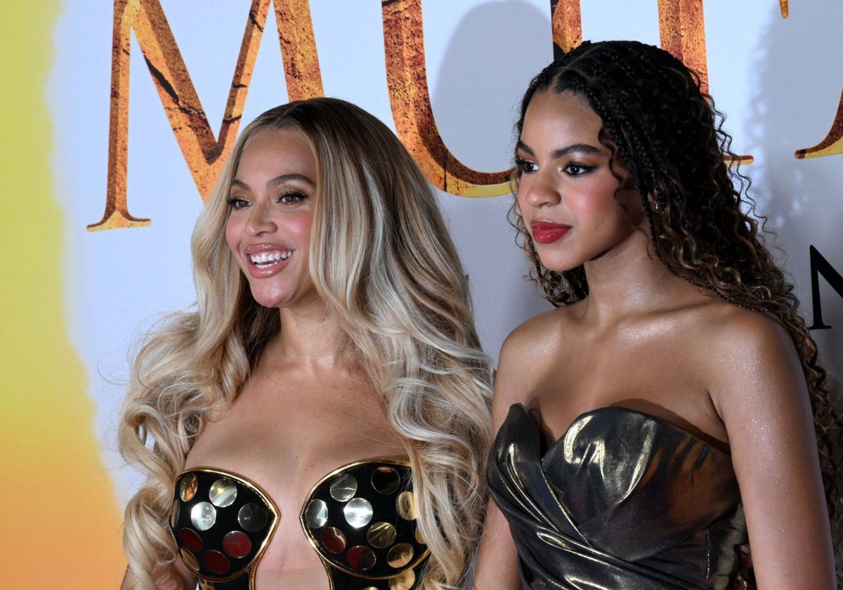 Beyoncé y Blue Ivy en la presentación de la nueva película Mufasa.