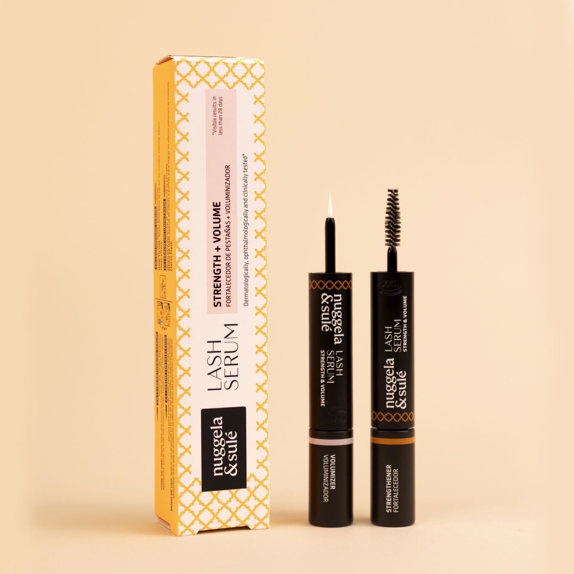 Pack Lash Serum de Nuggela & Sulé 39,90 euros). Los productos para conseguir unas pestañas más bonitas en 28 días. Incluye el sérum fortalecedor y el sérum voluminizador, formulados sin aceite de ricino, y a base de ingredientes naturales como el colágeno bio-marino, el ácido hialurónico o el trébol rojo, entre otros. 