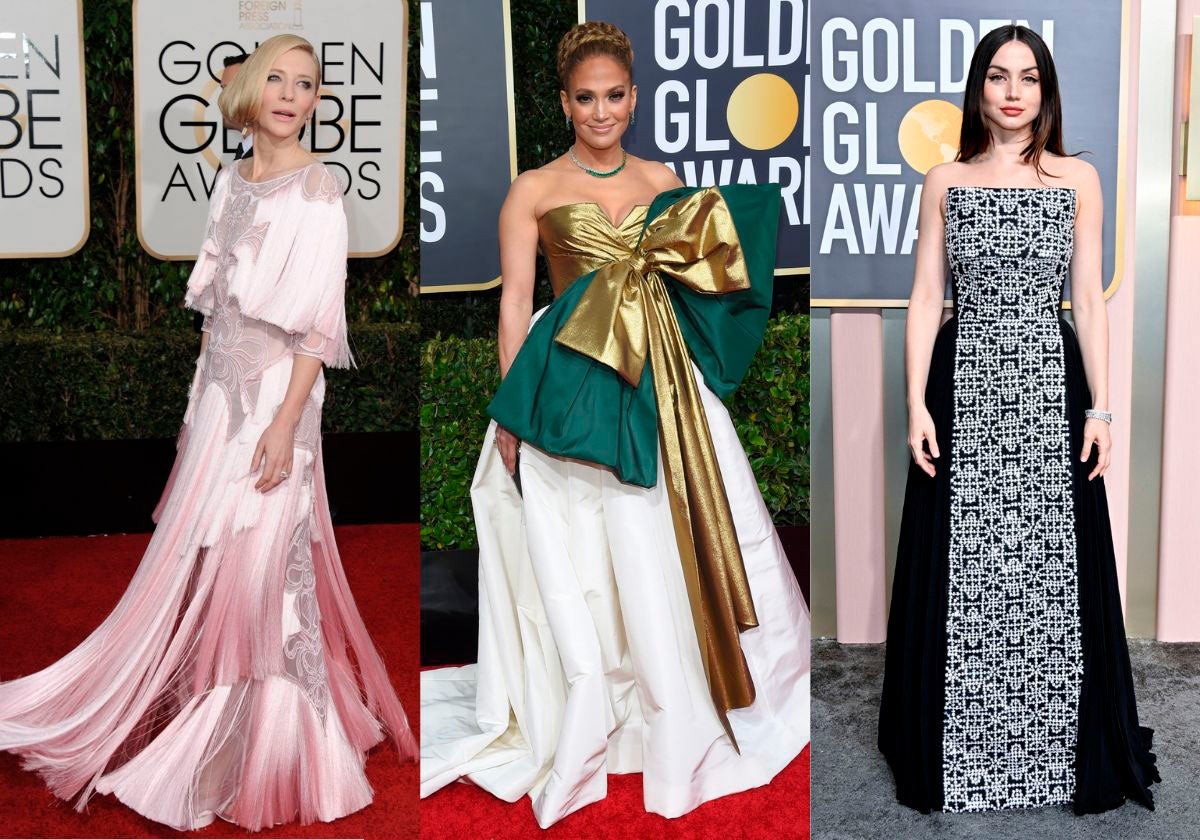 Cate Blanchett, Jennifer Lopez y Ana de Armas, tres de las actrices que han lucido los vestidos más destacados.