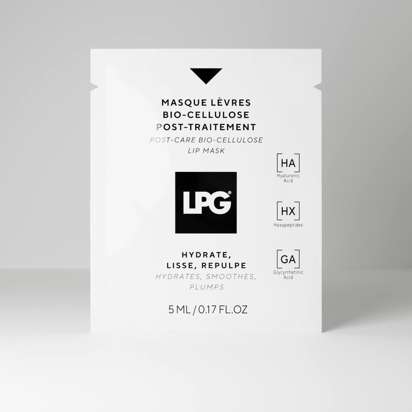 Mascarilla labial de biocelulosa de LPG (12 euros). La tecnología de esta crema-mascarilla fue desarrollada inicialmente para tratar quemaduras graves en un entorno hospitalario. Se trata de una celulosa de origen bacteriano que presenta una estructura tridimensional formada por nanofibras de celulosa organizadas en una red que forma una malla muy fina (hasta 200 veces más fina que la celulosa natural). Proporciona un efecto segunda piel, un efecto oclusivo, y una absorción y biodisponibilidad de activos excepcionales. Contiene ácido hialurónico hidratante, ácido glicirretínico antioxidante y hexapéptidos.