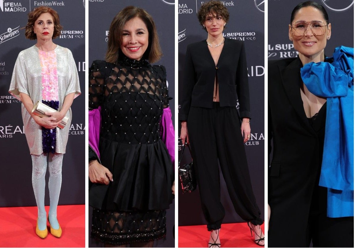 Agatha Ruiz de la Prada, Isabel Gemio, Eugenia Osborne y Rosa López en su llegada a la fiesta inaugural de MBFWMadrid