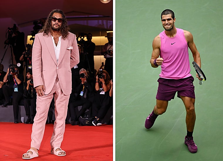 Jason Momoa en el Festival de venecia y Carlos Alcaraz al ganar el US Open de tenis