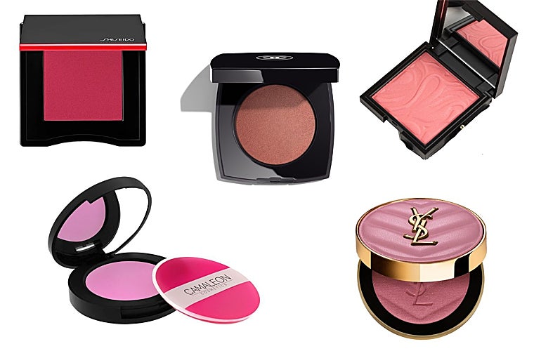 Coloretes en polvo: Innerglow Cheekpowder Blush de Shiseido (27,75 euros, en Druni); Chanel Jous Contraste Intense Rose Radiant (54 euros); Colorete Pink Bouquet Blush de Mia Cosmetics (15,95 euros); Long Lasting Infinity Blush de Camaleon Cosmetics (8,95 euros); Make Me Blush Bold Burring Blus de YSL Beauty (30,25 euros, en Druni).