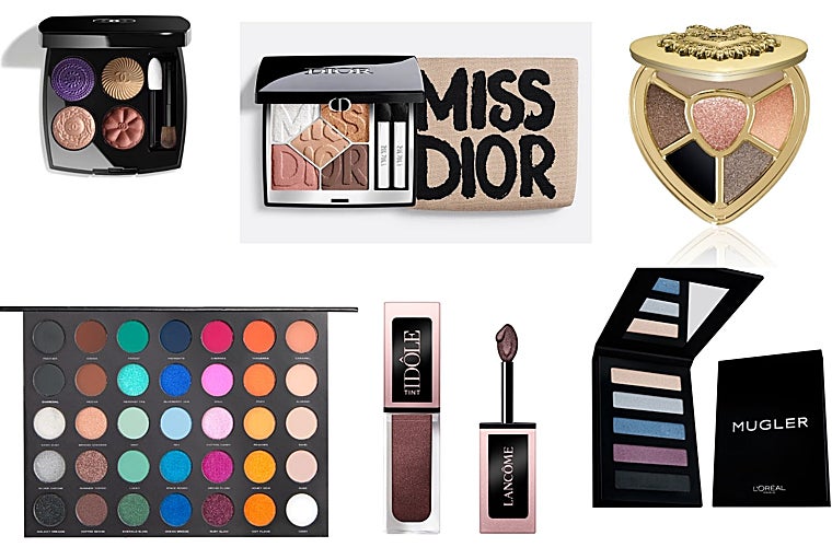 Sombras de ojos Les 4 ombres boutons de Chanel (82 euros); Paleta de sombras Diorshow 5 Couleurs edición limitada Miss Dior (83 euros); Sombras Ever Icon Eye Palette de Dolce&Gabbana (63 euros); Paleta de sombras Met Paint My Eyes (6,99 euros); Sombra de ojos líquida Idôle Tinte de Lancôme (33 euros); Paleta de sombras Spectrum Eyeshadow de L’Oréal Paris x Mugler (19,99 euros).