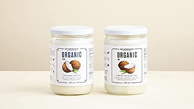 Dos botes de aceite de coco