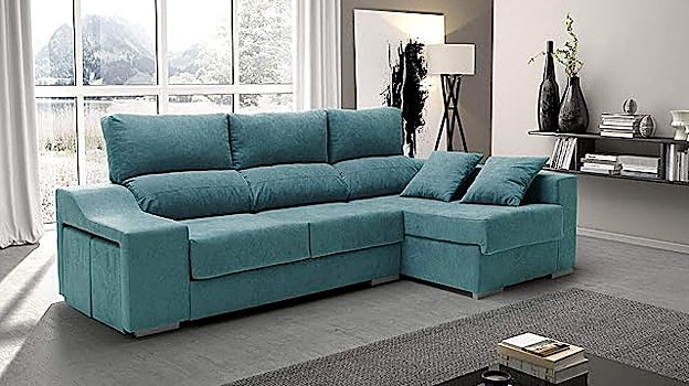 Sofá con tapizado turquesa