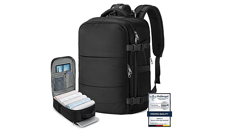 Mochila de cabina Samfolk, ligera y práctica, perfecta para viajar en avión con Ryanair y otras aerolíneas