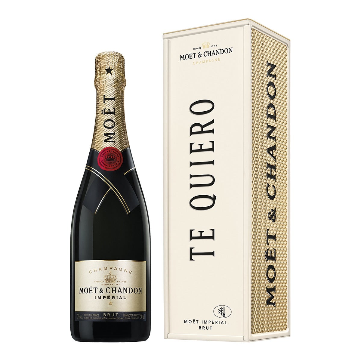 Decir 'te quiero' con un buen champán siempre es un acierto. Una de las casas más selectas, la francesa Moët & Chandon, ofrece este año una edición especial de su Imperial Brut y su Rosé Imperial Brut con esa frase impresa en el estuche. En El Corte Inglés, a 47 y 54,55 euros, respectivamente.