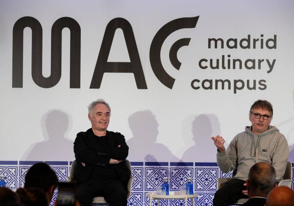 Adrià y Aduriz, en la sede de Vocento, durante la presentación de MACC: Madrid Culinary Campus