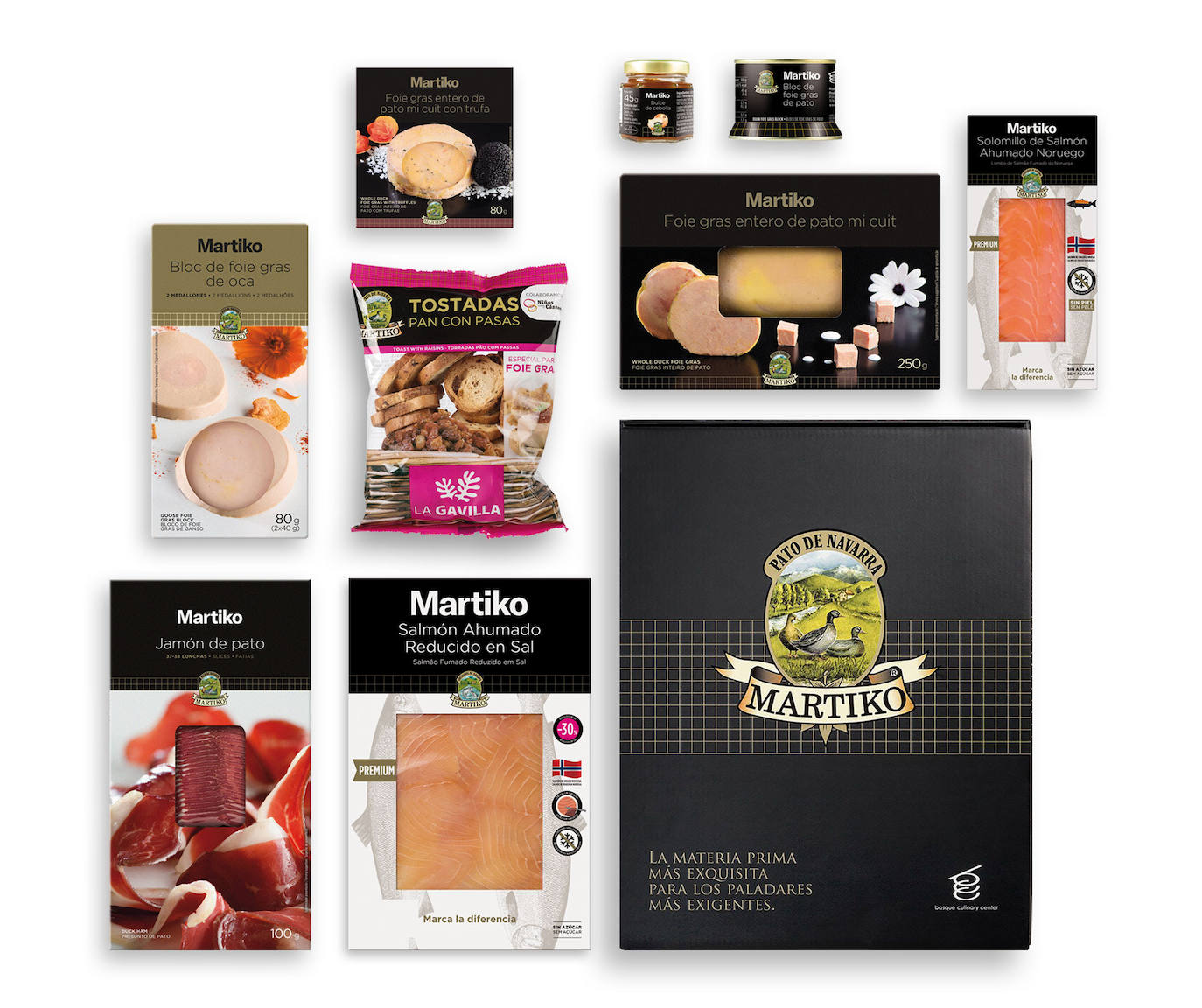 La compañía navarra Martiko no propone uno, sino tres kits de experiencias.  Así, los lotes de Experiencia Martiko, incorporan productos tan especiales como los bombones de foie gras de pato Martiko Alta Gastronomía, su solomillo de salmón ahumado noruego, también su bacalao ahumado y por último los muslos de pato en confit de Martiko. Sus precios van de los 41 a los 97 euros, disponibles en www.martiko.com.