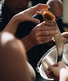 Imagen secundaria 2 - En las fotos, el viticultor Sergio Ávila con algunos tratamientos biodinámicos de compost en vejigas de ciervo o cuernos