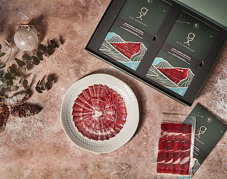 Caja de jamón de bellota 100% Ibérico cortado a mano