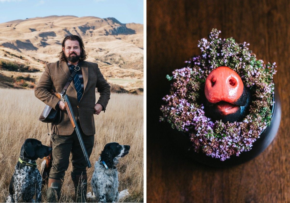 Vaughan Mabee y uno de sus platos en Amisfield de Queenstown (Nuevo Zelanda)