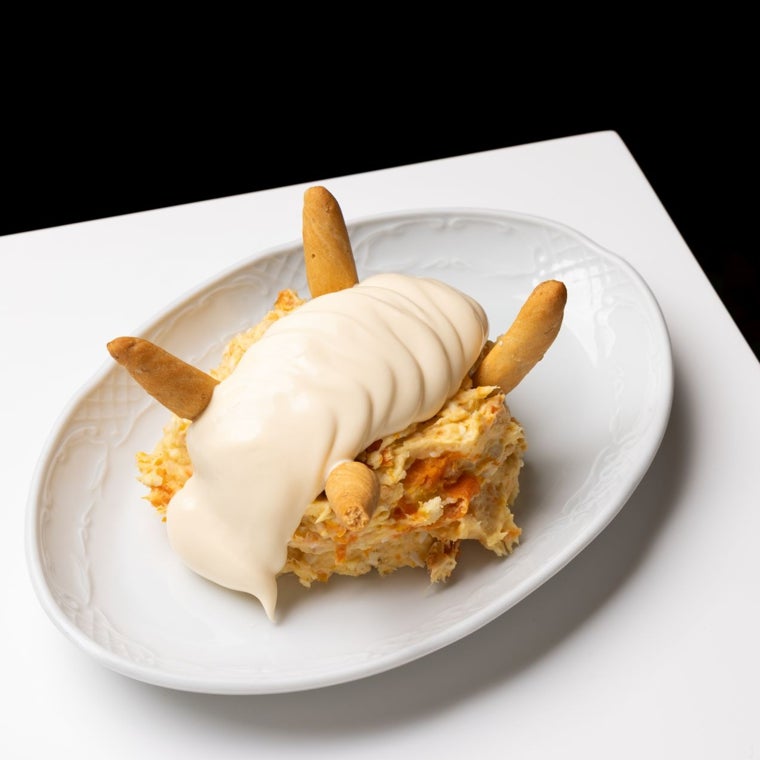 Ensaladilla de Pampín Bar, con mayonesa industrial, en Santiago de Compostela
