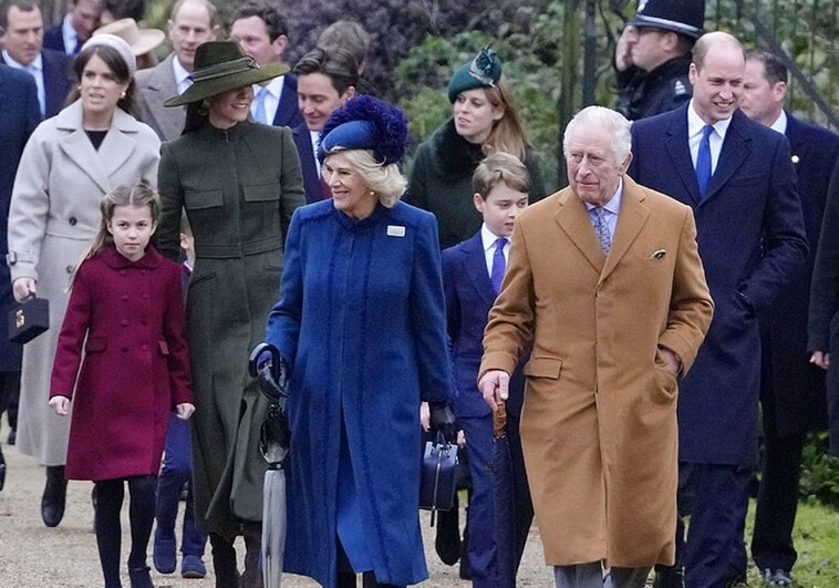 Los Windsor más unidos que nunca, junto al rey Carlos III, en la misa de Navidad y sin rastro de los Sussex