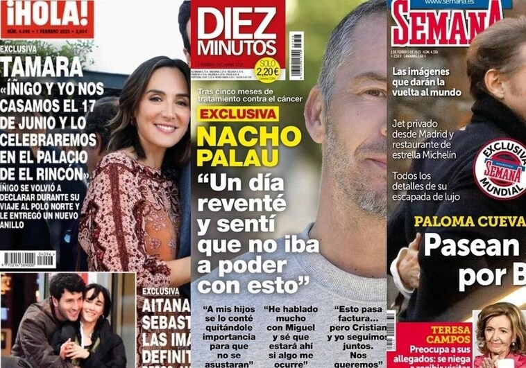 Las  revistas de esta semana anuncian el compromiso de Tamara Falcó y el romance de Paloma Cuevas y Luis Miguel