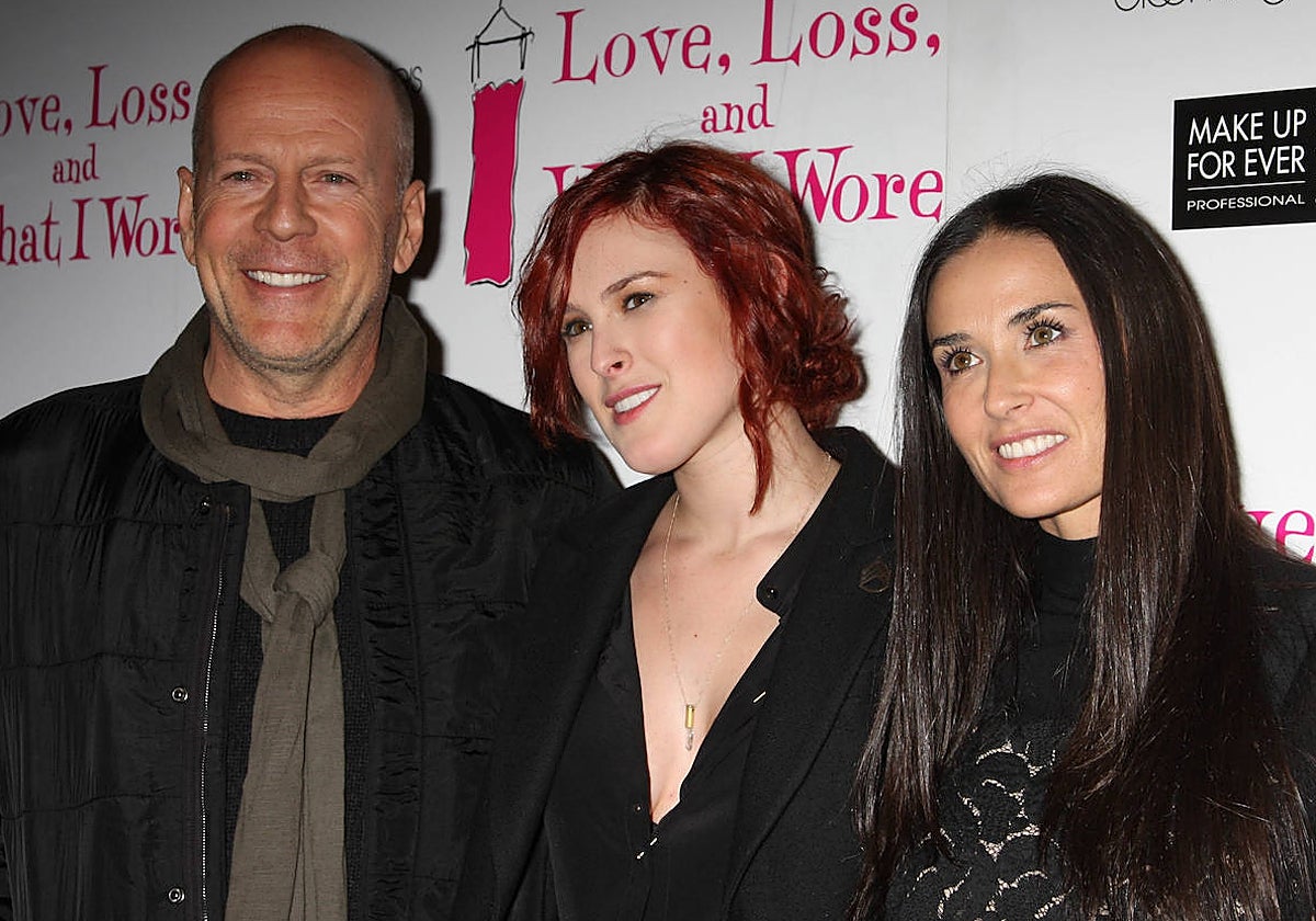Bruce Willis y Demi Moore con su hija Rumer Willis
